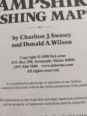 New Hampshire Fishing Maps Book by Swasey & Wilson 1998
