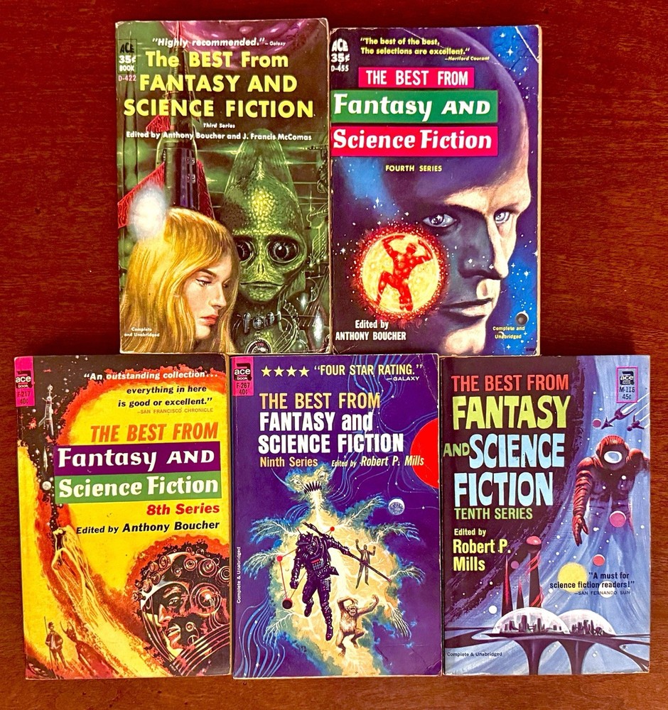 5 Vintage PBs: The Best From Fantasy & Science Fiction, Boucher (ed), 3, 4, 8-10