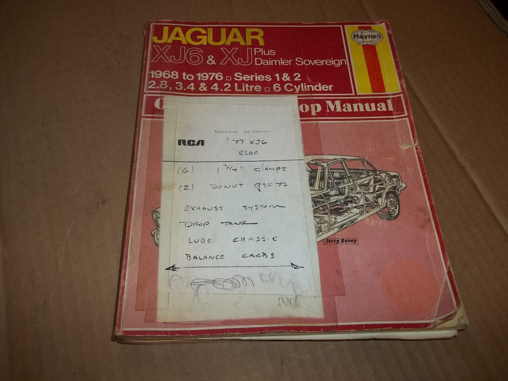 Jaguar XJ6 1968 thru 1976 Series 1, 2 & 3 2.8 ,3.4 &4.2 6-cyl Workshop Manual