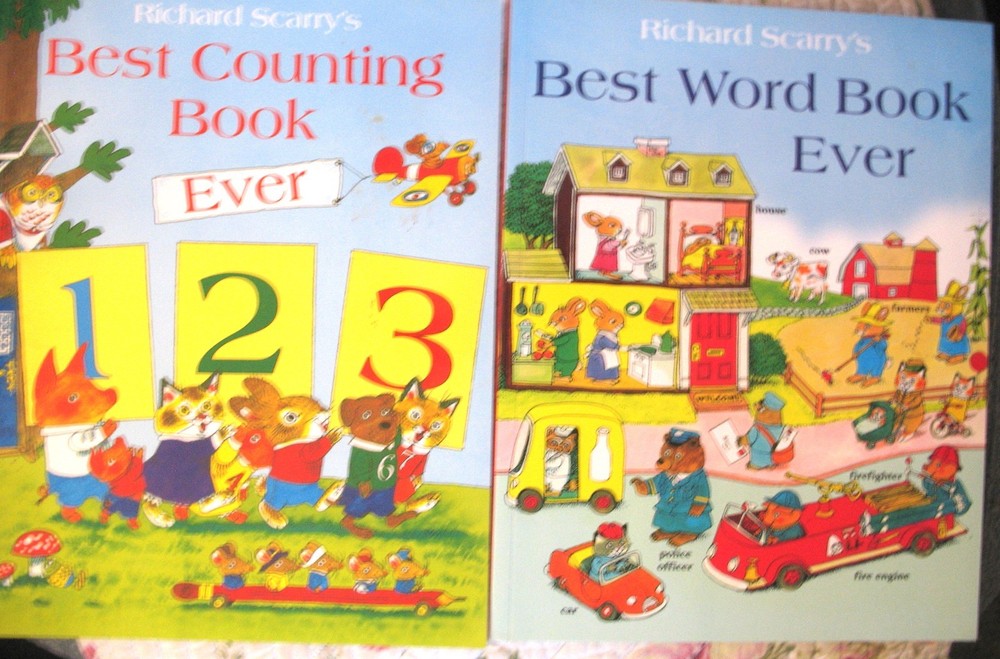 * 2 Richard Scarry’s BEST WORD & COUNTING BOOKS kids learning material paperback