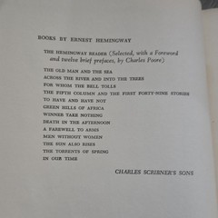Charles Scribner’s Sons The Hemingway Reader Ernest Hemingway Hardcover 1953