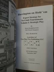 Harrington on Hold ’em Volume 1: Strategic Play paperback