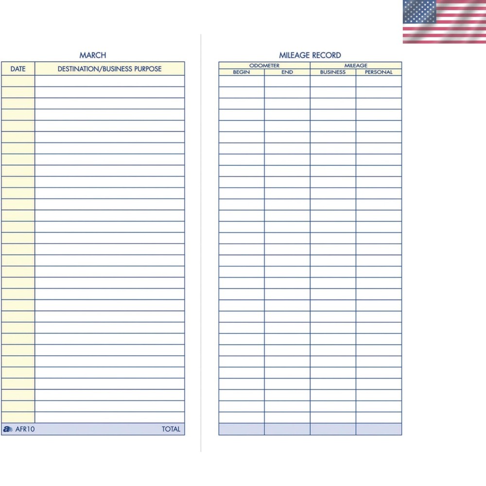 Compact Vehicle Mileage Book – 3 1/4″ x 6 1/4″ – Durable Vinyl, Water-Resistant