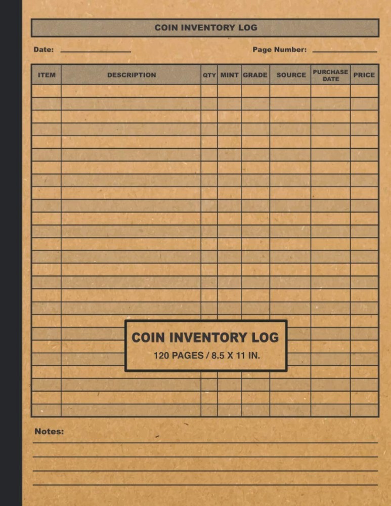 Coin Inventory Log 120 Pages – Collectors Coin Logbook to Record and keep Tra…