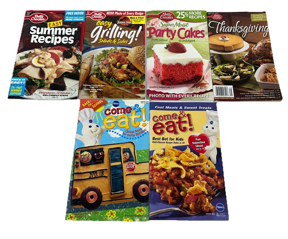 Betty Crocker & Pillsbury Cookbooks Lot Of 6 Mid 90s-Early 2000s Grilling Baking