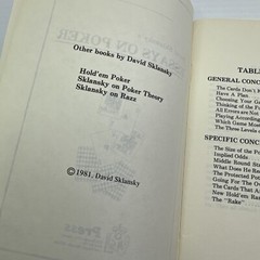 David Sklansky’s Essays on Poker 1981 Booklet GBC Press