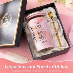 Thoughtful Mother-in-Law Gift: 14oz Pink Marble Mug with Elegant Gold Accents