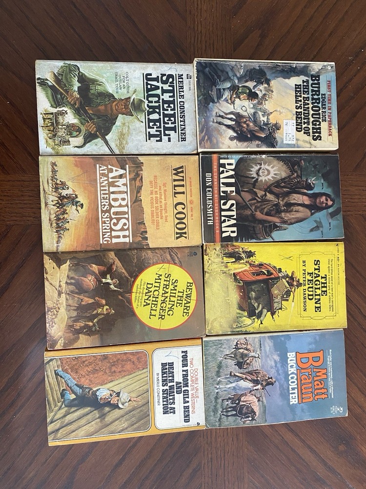 Set Up Eight Various Authors, Western Paperback Books