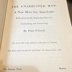 Peter Viereck The Unadjusted Man Hardcover 1956 Beacon Press w/ Dust Jacket