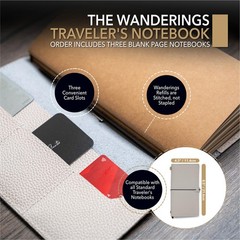 Regular Size Travelers Notebook with Pockets – 4.5″ x 8.5″ (11.5 x 22cm) – Re…