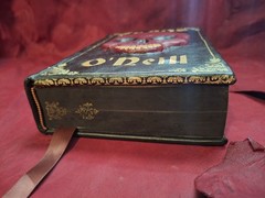 Chaos-Tom O’Neill-FORE EDGE PAINTING Leather Red Gold Skull One-of-a-Kind Manson