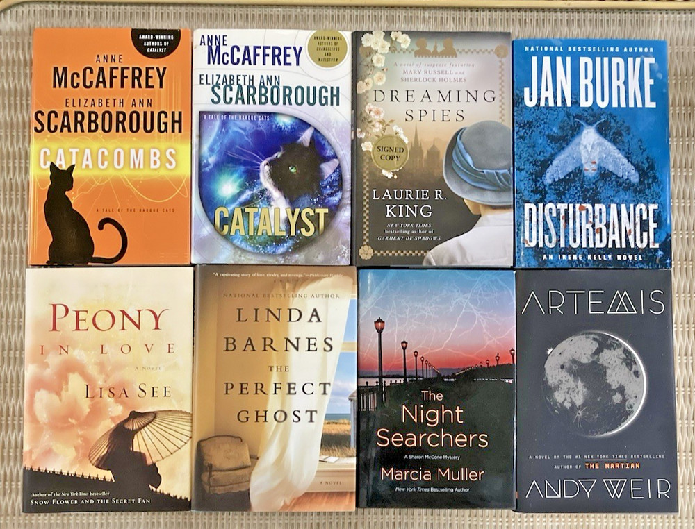 Lot of 8 Hardcover Mystery & Fiction books various authors see photo for titles