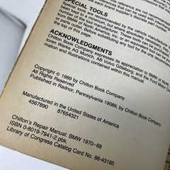 Chilton Book Company Repair Manual BMW 1970-88 1989 Paperback Part 6844