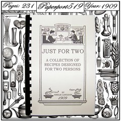 1909 Just For Two A Collection Of Recipes Designed For Two Cook Book 231 Pages