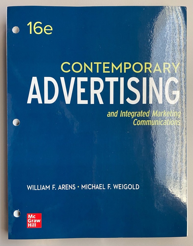 Contemporary Advertising 16e, Arends, New Loose Leaf 3-hole punch, Free shipping