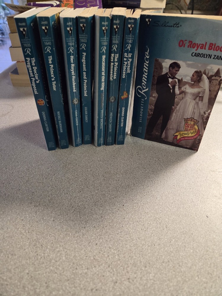 Silhouette Romance Series. Lot Of 8 Books. Royalty Theme On Several. Paperback.