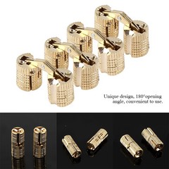 4Pcs/pack Copper Brass Cabinet Gift Box Concealed Barrel Hinge 8mm 180° Opening