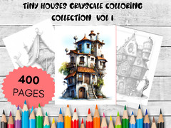 Adult Coloring Pages Bundle Tiny Houses bundle 400 Pg Vol 1 Printable Pages