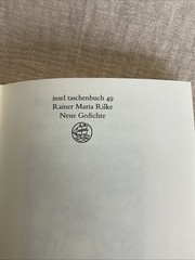 Rilke Neue Gedichte Und Der Neuen Gedichte Anderer Teil Insel Taschenbuch