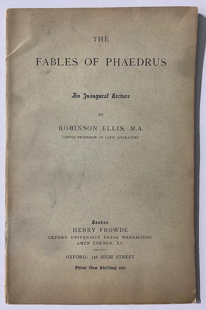 The Fables of Phaedrus: An Inaugural Lecture