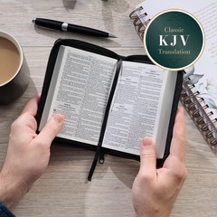 KJV Holy Bible Mini Pocket Bible Zippered Black Faux Leather – Imitation Leather