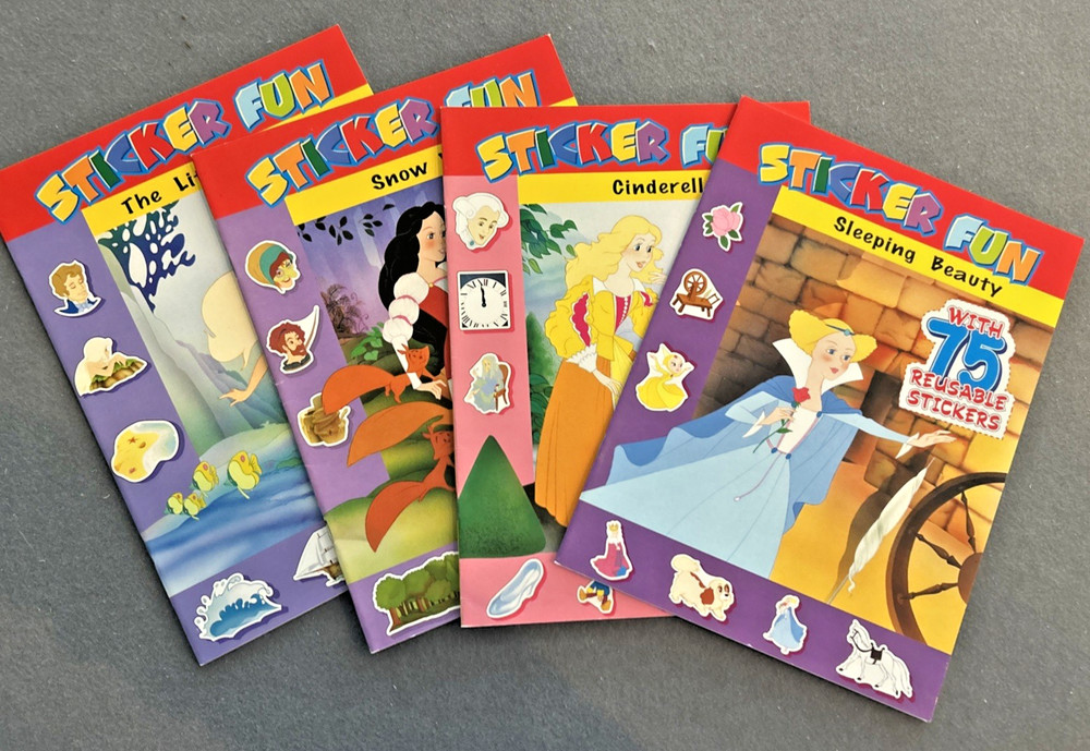 4 NEW Princess Sticker Fun books 75 Reusable Stickers Little Mermaid Cinderella