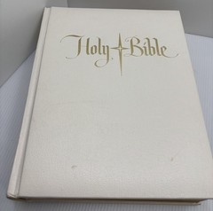 Vintage Large Holy Bible King James Version White Gold Gilt Page Edges