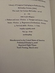 The Road by Cormac McCarthy – First Edition 10th Printing