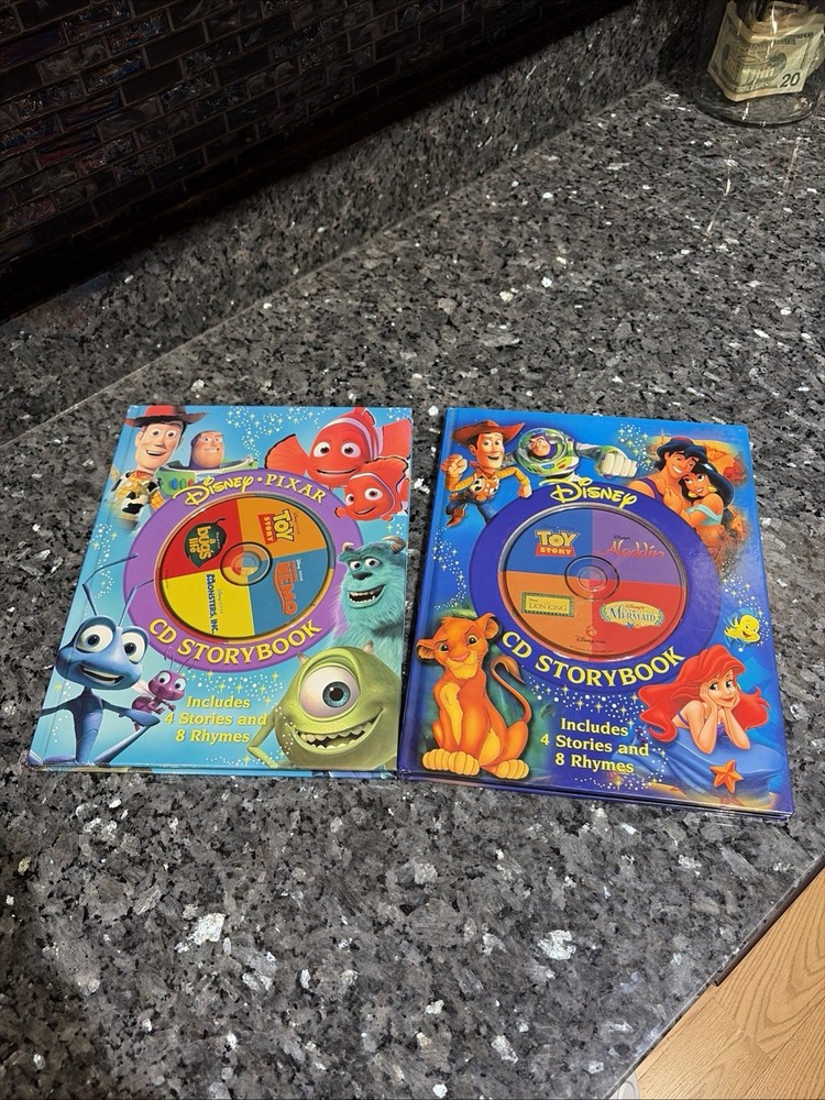 Lot Of 2 – Disney CD Storybook – Lion King Little Mermaid Toy Story Aladdin Bugs