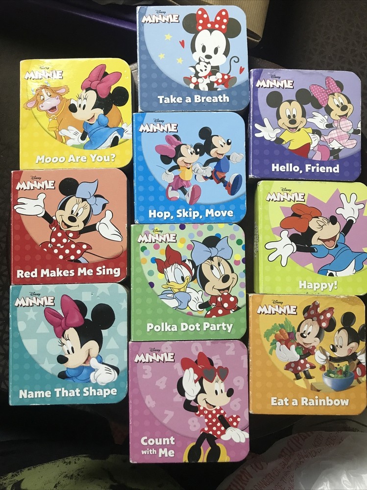 Lot of 10 Walt Disney MINNIE MOUSE Mini Board Books 2.75″ X 2.75″ from 2019