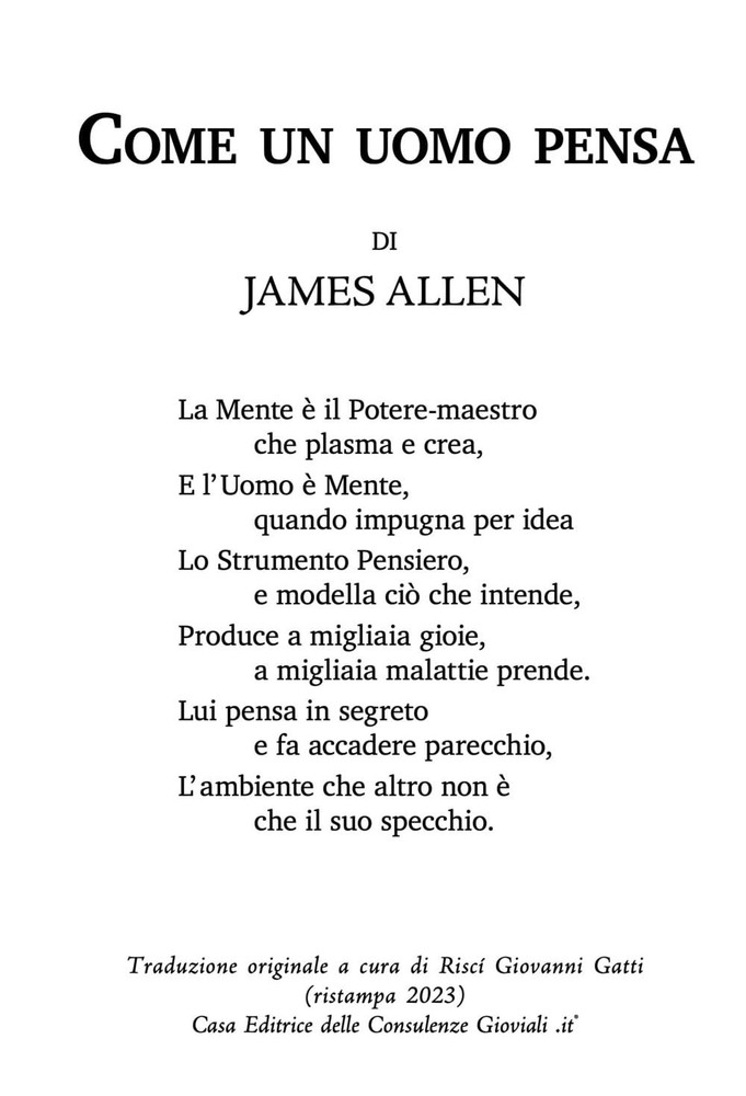 Riscí Giovanni Gatti James Allen Come un uomo pensa (Paperback) (UK IMPORT)