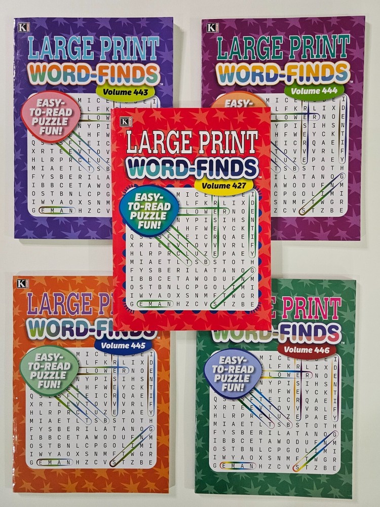 5 Large Print Word-Finds Puzzle Books Kappa Games Vol #427-446 ~ Search,Hunt NEW