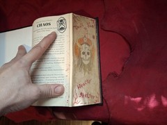 Chaos-Tom O’Neill-FORE EDGE PAINTING Leather Red Gold Skull One-of-a-Kind Manson