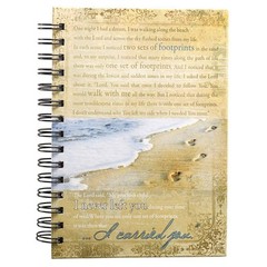Hardcover Journal Footprints In The Sand Poem Beach Inspirational Wire Bound…