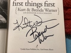 FIRST THINGS FIRST HC/DJ SIGNED BY KURT(HOF) & BRENDA WARNER,EXC/ FREE POSTAGE!!