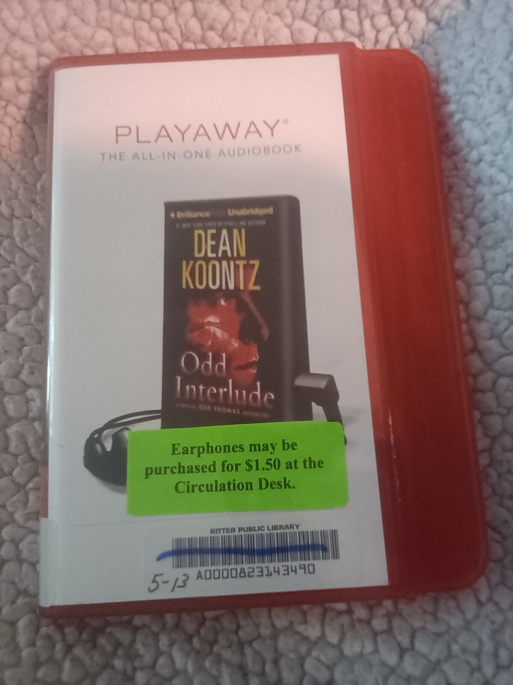 Playaway Dean Koontz Audio book Odd Interlude. Ex library. Tested. Very good