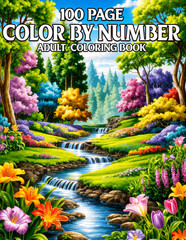 100 Page Color by Number Adult Coloring Book: 100 Easy Large Print Color