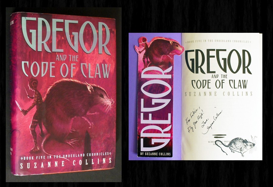 SUZANNE COLLINS SIGNED 1st Printing – Gregor and the Code of Claw, w/ Bookmark!
