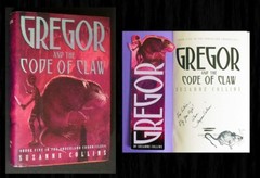 SUZANNE COLLINS SIGNED 1st Printing – Gregor and the Code of Claw, w/ Bookmark!