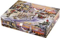 PETER PAUPER PRESS Village Sleigh Ride 17.78 cm x 12.7 cm, Gold and White