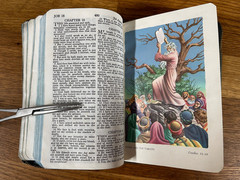 1960s Childs Holy Bible Book King James Vivid Color Illustrations Distressed