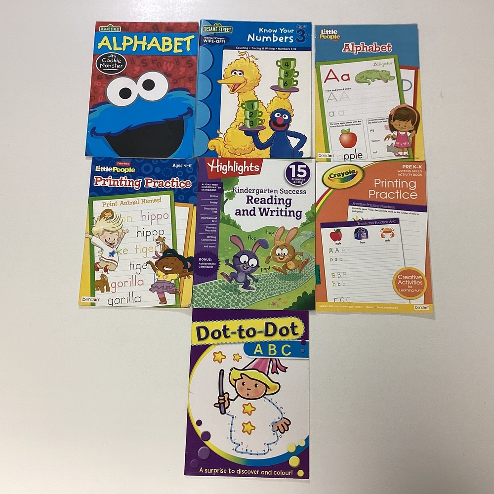 Alphabet Numbers Printing Practice Preschool Kindergarten 7 Activity Book Lot