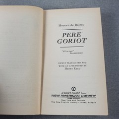 Pere Goriot Honore de Balzac 1962 Fourth Printing Signet Classic
