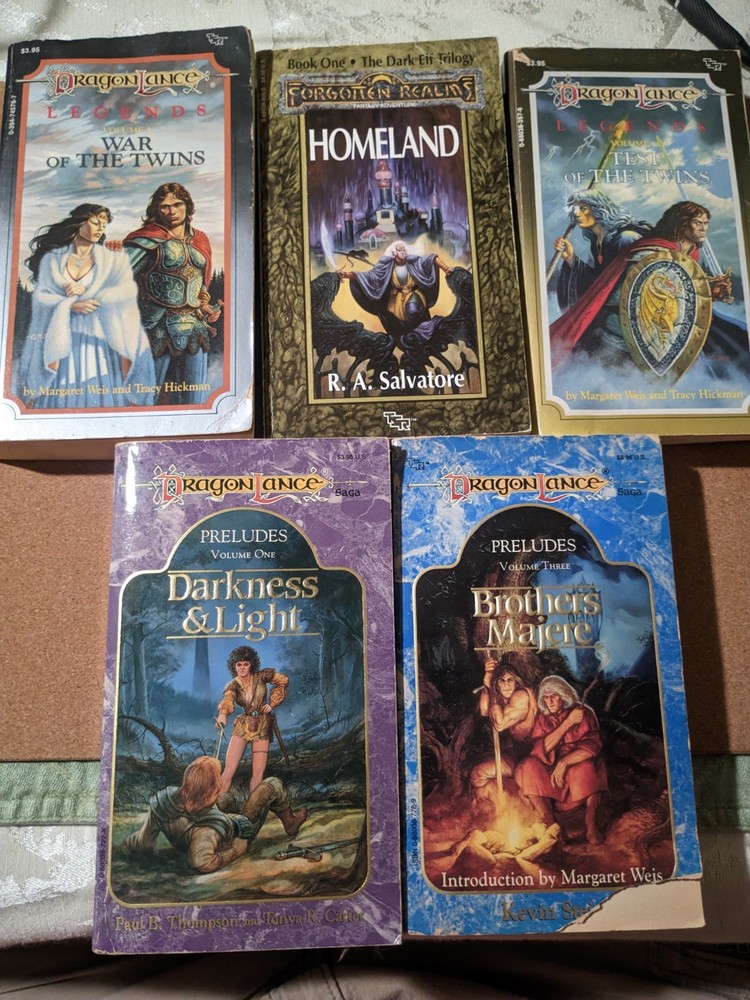 Lot Of 5 Dungeons and Dragons Fantasy Books DragonLance Forgotten Realms