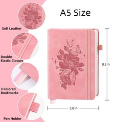 ALKALO Blank Journal Notebook 365 Pages, A5 Leather Sketch Book for Drawing W…