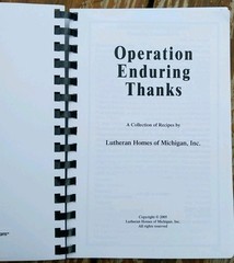 Lutheran Veterans Operation Enduring Thanks MI Michigan Recipes 246 Pages (2005)