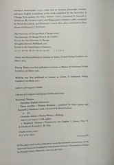Thomas Bernhard – Three Novellas – Amras Playing Watten Walking – First Printing