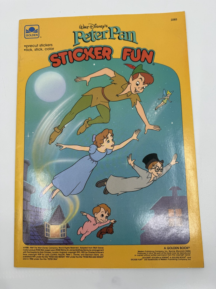 VTG Disney Peter Pan Sticker Fun Album – NEW 1989