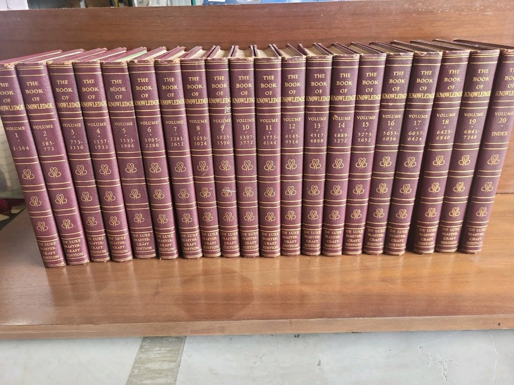 1954 THE BOOK OF KNOWLEDGE Deluxe Master Craft Ed. 20 Volume Set