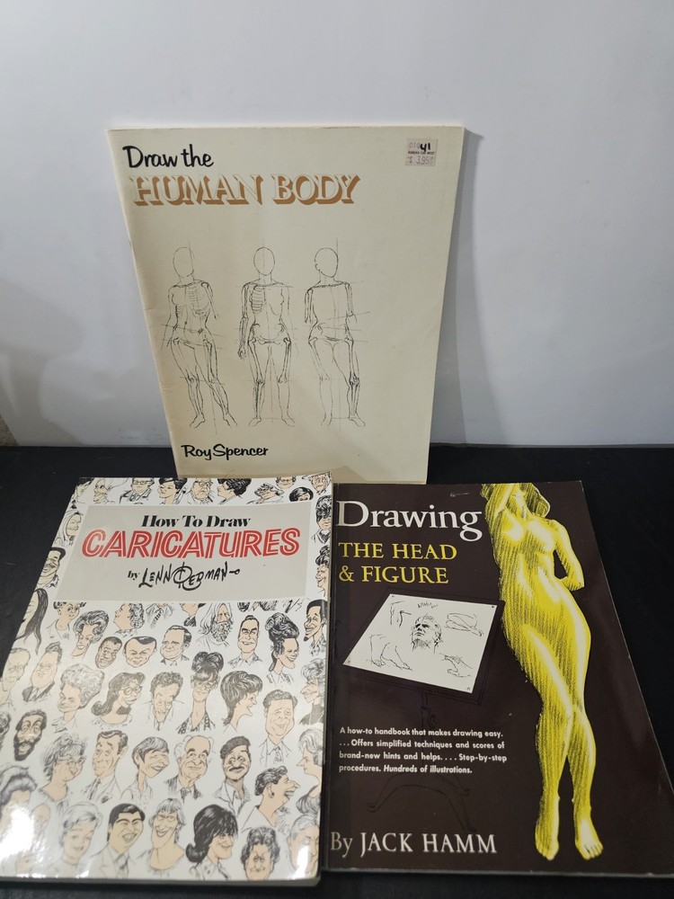 Lot Of 3 PB Drawing Books – How To Draw Caricatures / Draw The Human Head / Etc